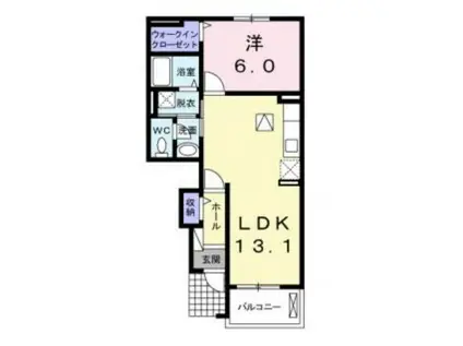 アロッジオ・ニッコウII(1LDK/1階)の間取り写真