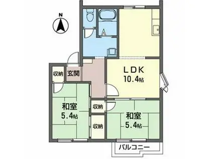 パレスコスモスA(2LDK/2階)の間取り写真