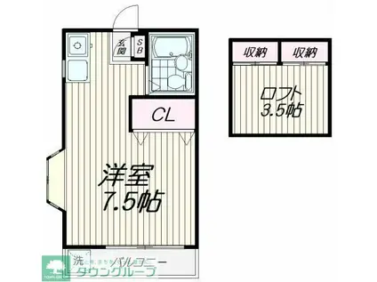 CASA滝王子(ワンルーム/2階)の間取り写真
