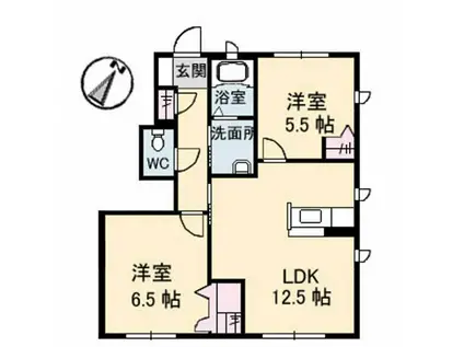 シャーメゾン明月G(2LDK/1階)の間取り写真