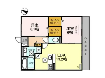 ノース COAST(2LDK/1階)の間取り写真