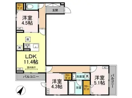 セレスティア細田A A(3LDK/1階)の間取り写真