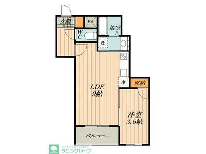 レジデンス中村公園(1LDK/2階)の間取り写真