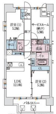 スプランディッド大阪NAMBA LINE(2SLDK/9階)の間取り写真