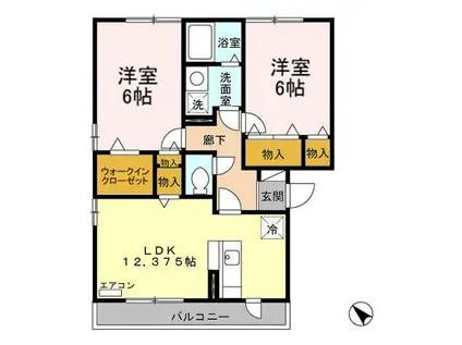 D-ROOM グラスミア305(2LDK/3階)の間取り写真