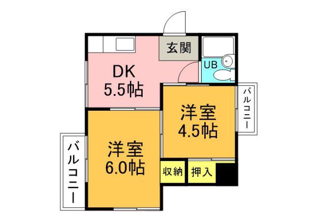 山根ビル(2K/3階)の間取り写真