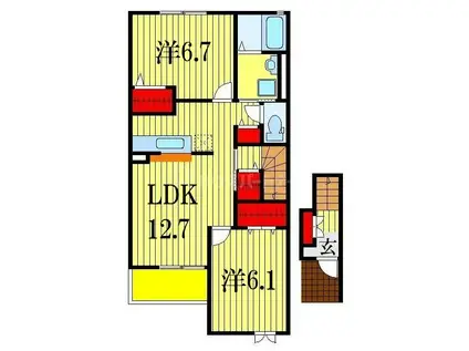 ベルグラン III(2LDK/2階)の間取り写真