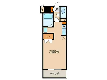 リリーフ城西(ワンルーム/1階)の間取り写真