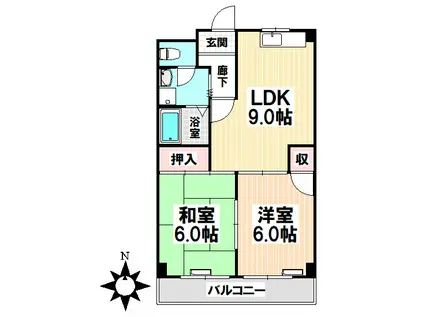 プレジール宝南(2LDK/3階)の間取り写真