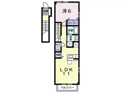 シャルマンコート広沢D(1LDK/2階)の間取り写真