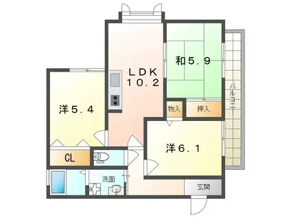 寝屋川松本ハイツ(3LDK/1階)の間取り写真