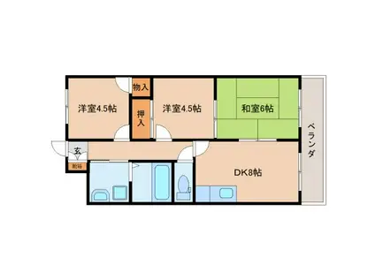 セジュール(3DK/2階)の間取り写真