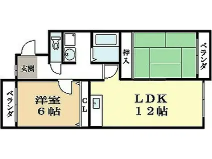 エクシードこはた(2LDK/1階)の間取り写真