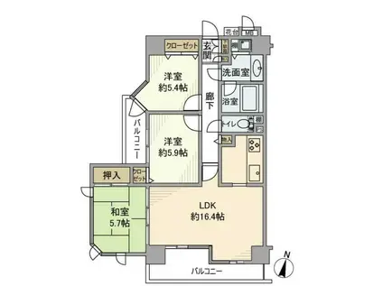 アルファホームズ神楽坂アスティオン(3LDK/3階)の間取り写真