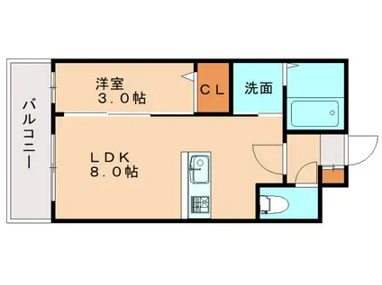 トラストビル前原北(1LDK/2階)の間取り写真
