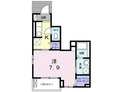 BRISE・F(1K/1階)の間取り写真