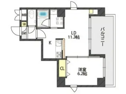 ルリーフ真法院(1LDK/4階)の間取り写真