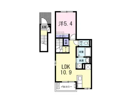 ブライド・メゾン・さくらI(1LDK/2階)の間取り写真