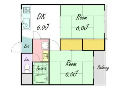 仲谷マンション(2DK/3階)の間取り写真