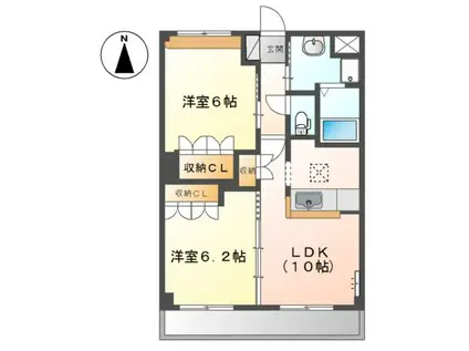 プリマ・クラッセ(2LDK/1階)の間取り写真