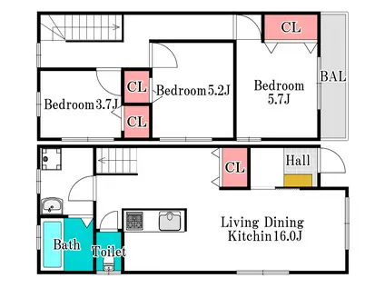 マルラニ 西(3LDK/1階)の間取り写真