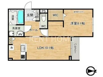 レジデンス東中浜(1LDK/2階)の間取り写真