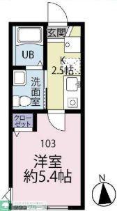 VILLA MARE(1K/1階)の間取り写真