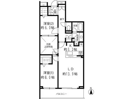 リベルテ等々力(2LDK/1階)の間取り写真