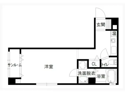 スクエアコート(ワンルーム/3階)の間取り写真