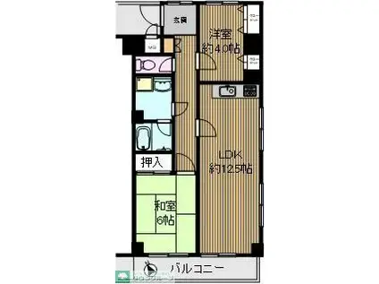 ビューシティINAGE(2LDK/2階)の間取り写真