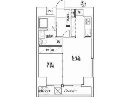 アールレジデンス東中野(1LDK/10階)の間取り写真