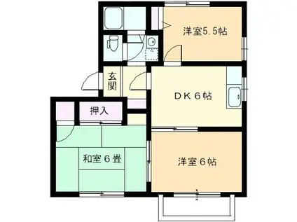 ラフォーレ亀山(3DK/2階)の間取り写真