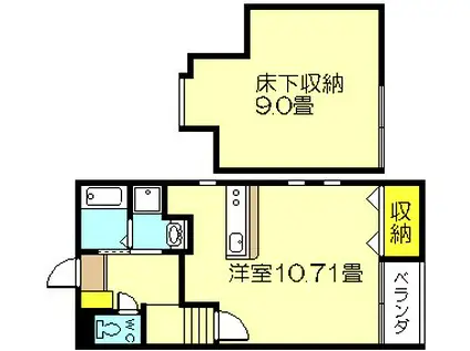 ビアンコリーナ(ワンルーム/1階)の間取り写真
