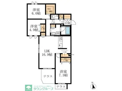 グリーンタウン赤坂(3LDK/1階)の間取り写真