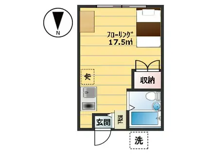マンションソーキII(ワンルーム/4階)の間取り写真