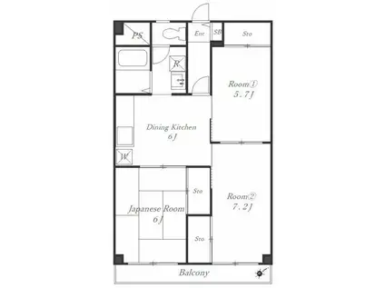 アルプス生麦ビル(3DK/3階)の間取り写真