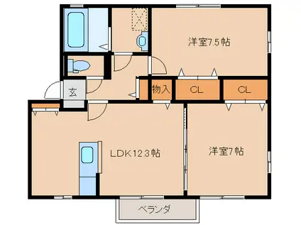 アダージョ(2LDK/2階)の間取り写真