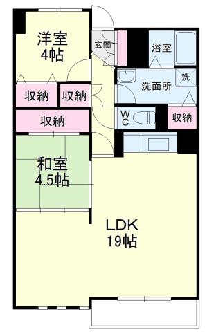 パークビュー四ツ池(2LDK/3階)の間取り写真