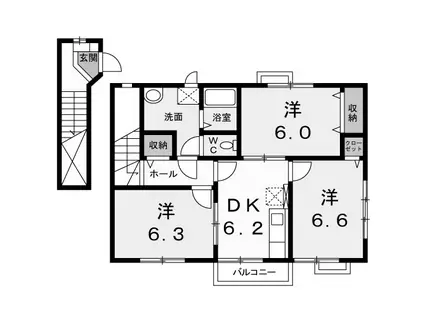 G・サクシードI(3DK/2階)の間取り写真