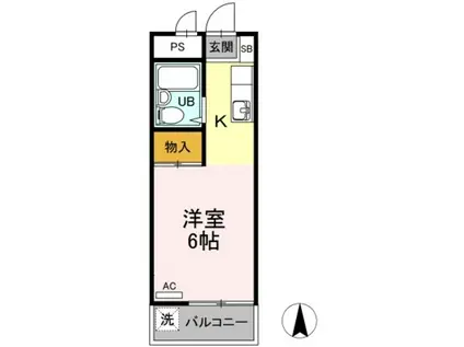 グリーンハイム桜塚(1K/4階)の間取り写真