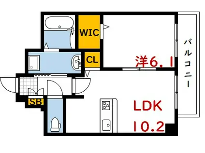 ベルパッソ三篠II(1LDK/6階)の間取り写真