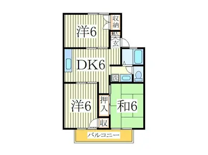 パールハイツ飯塚36(3DK/1階)の間取り写真