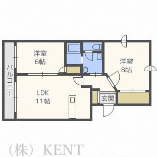 ショパンシャトー山の手(2LDK/2階)の間取り写真