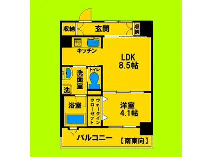 ジェイピーノイエ吹田垂水(1LDK/4階)の間取り写真