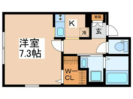 プティット・シャンブル 2NDE(1K/1階)の間取り写真