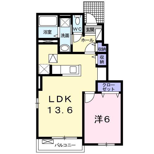 カーサ アバンツァートI(1LDK/1階)の間取り写真
