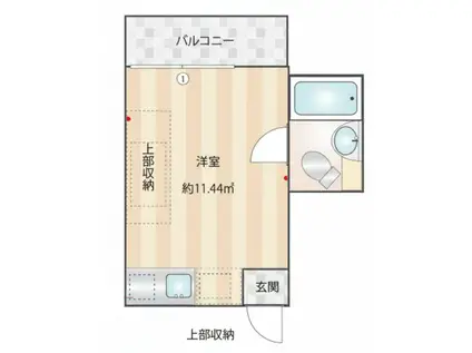 メゾンドベルテB棟(ワンルーム/2階)の間取り写真