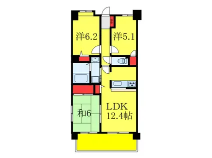 セレナハイム常盤公園(3LDK/10階)の間取り写真