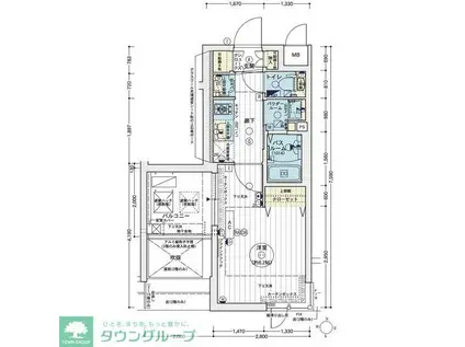 エステムコート名古屋栄プレシャス(1K/7階)の間取り写真