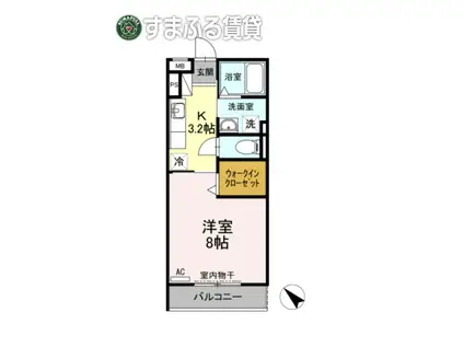 ラルーチェ(1K/2階)の間取り写真